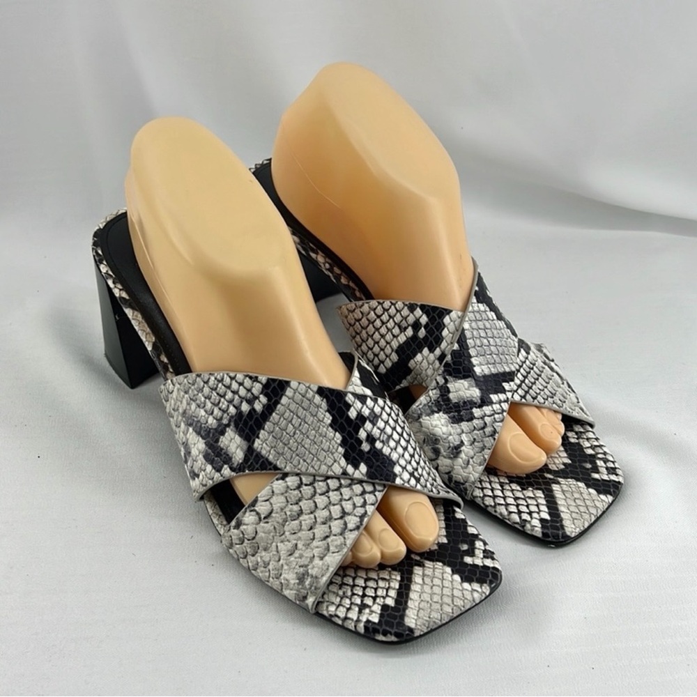 Marc Fisher Black and White Snakeskin Heels